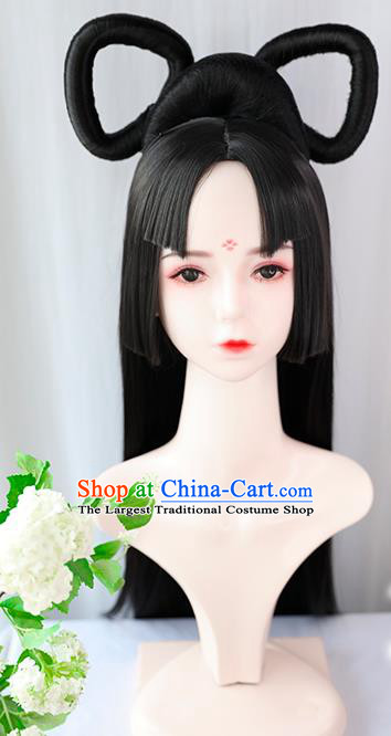 Chinese Jin Dynasty Royal Princess Bangs Wigs Best Quality Wigs China Cosplay Wig Chignon Ancient Goddess Wig Sheath