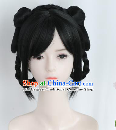 Chinese Song Dynasty Village Lady Wigs Best Quality Wigs China Cosplay Wig Chignon Ancient Young Female Wig Sheath