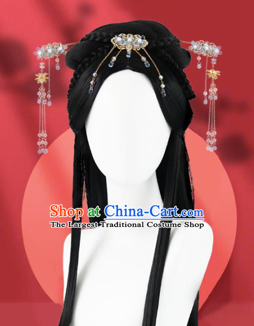 Chinese Jin Dynasty Young Lady Bangs Wigs Quality Wigs China Best Chignon Wig Ancient Noble Princess Wig Sheath and Hair Accessories