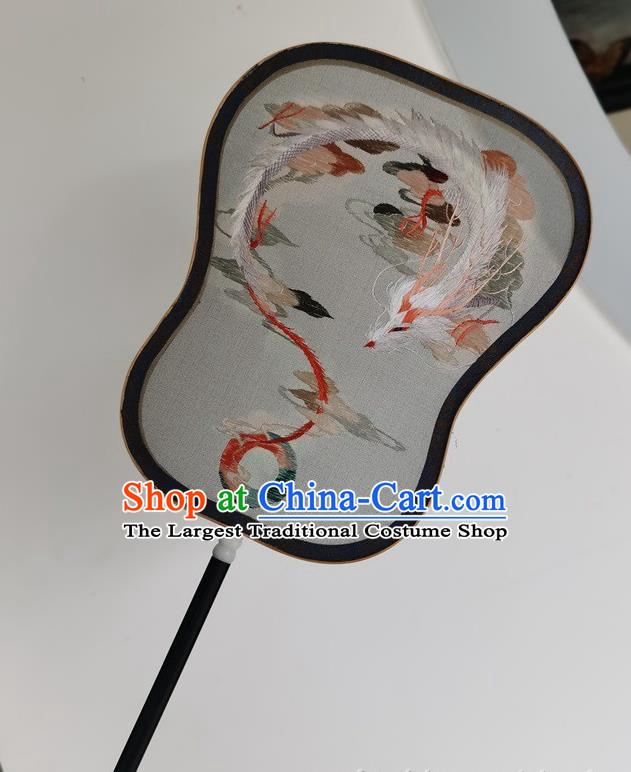 China Traditional Handmade Embroidered Palace Fan Embroidery Dragon Silk Fan Ancient Court Lady Fans Double Side Fan