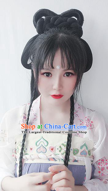 Chinese Tang Dynasty Young Lady Wigs Best Quality Wigs China Cosplay Wig Chignon Ancient Court Female Wig Sheath