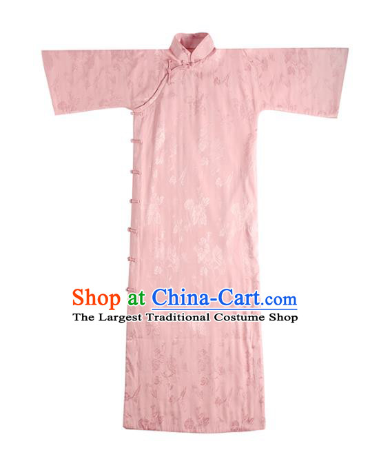 China Traditional Women Silk Qipao Dress National Female Clothing Classical Pink Cheongsam