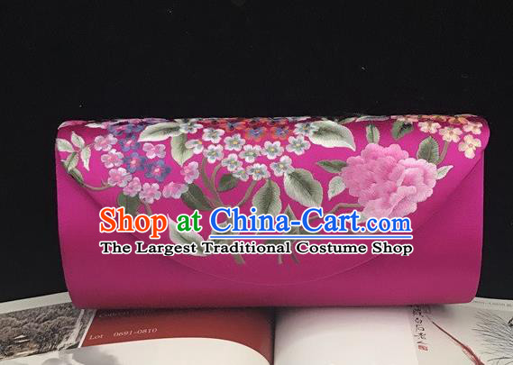 China Traditional Cheongsam Embroidered Accessories Handmade Suzhou Embroidery Hydrangea Clutch Bag Purple Silk Handbag