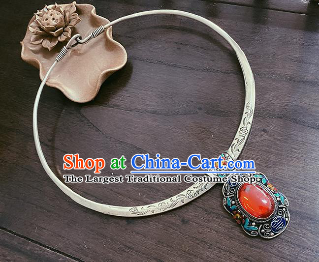 China Traditional Hanfu Silver Necklace Ethnic Princess Jewelry Accessories