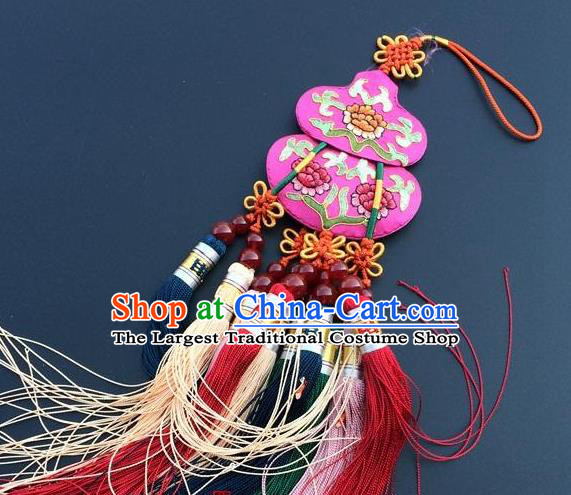 China Embroidery Rosy Gourd Tassel Pendant New Year Decoration Traditional Embroidered Car Accessories