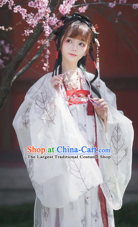 China Ancient Hanfu Apparels Royal Infanta White Dress Traditional Tang Dynasty Court Lady Costumes