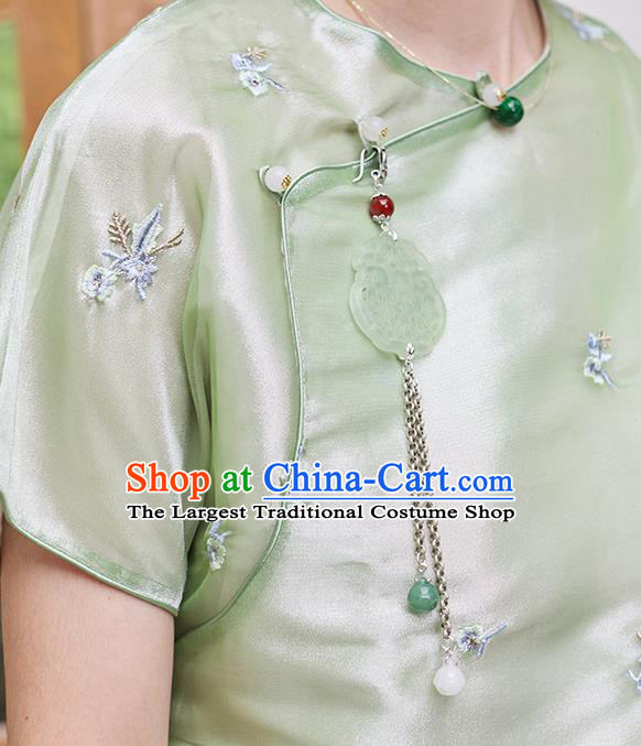 China Classical Cheongsam Jade Pendant Accessories Traditional Brooch