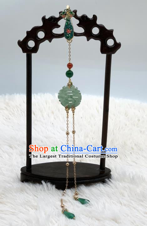 China Handmade Aventurine Brooch National Women Accessories Cheongsam Tassel Pendant