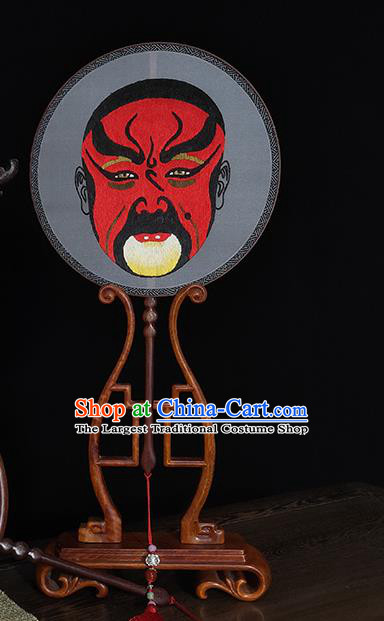 China Handmade Round Fan Suzhou Embroidery Red Facial Makeup Fans Silk Fan