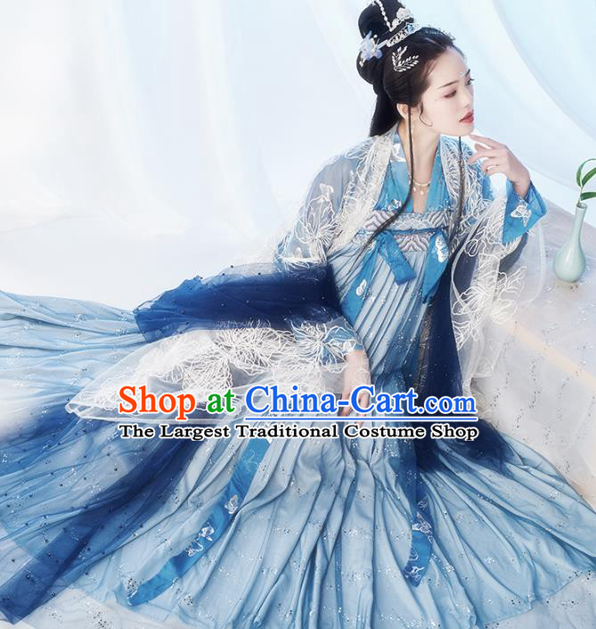 Chinese Drama Ancient Goddess Hanfu Dress Traditional Tang Dynasty Court Women Costumes Cape Blouse and Dress Full Set