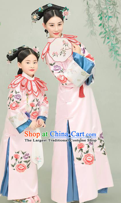 Ancient Chinese Qing Dynasty Court Costumes Manchu Palace Princess Queen Clothing and Headpieces for Women for Girls