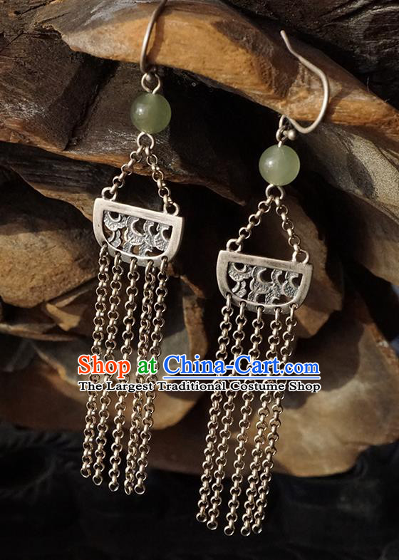 Top Grade Chinese Silver Tassel Earrings Traditional Handmade Ear Jewelry Accessories