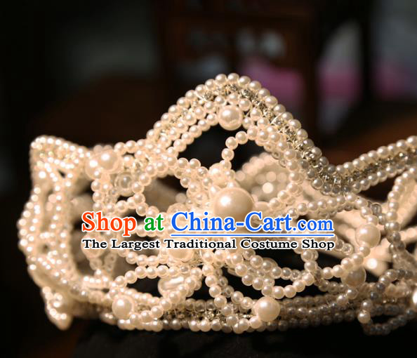 Top Baroque Bride Pearls Hair Jewelry Europe Wedding Headwear Princess Retro Royal Crown