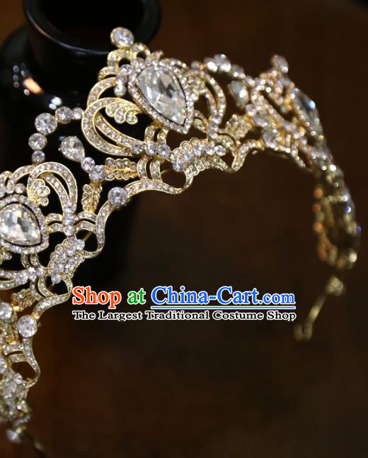 Top Grade Wedding Golden Royal Crown Europe Princess Zircon Hair Accessories