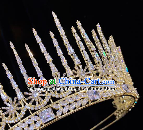 Top Handmade Golden Royal Crown Europe Princess Wedding Hair Jewelry Bride Zircon Accessories