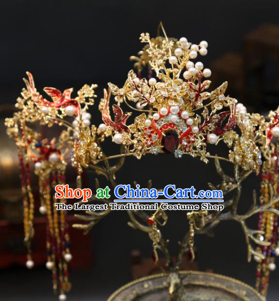 Chinese Wedding Hair Accessories Xiuhe Suit Hair Crown Traditional Bride Phoenix Coronet