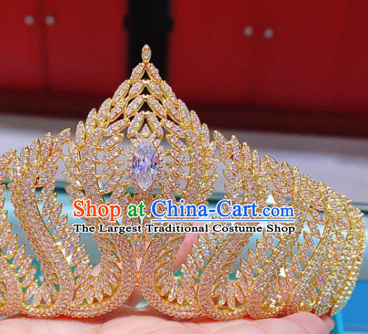 Top Europe Princess Hair Jewelry Wedding Bride Hair Accessories Baroque Golden Royal Crown