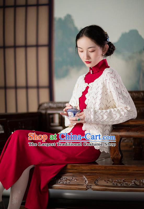 Chinese Traditional Costume National Silk Cheongsam Republic of China Wine Red Qipao Dress