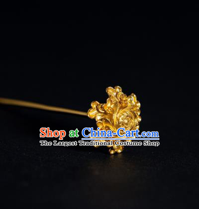 China Ming Dynasty Palace Hair Stick Ancient Gilding Peony Hairpins Court Empress Hair Accessories