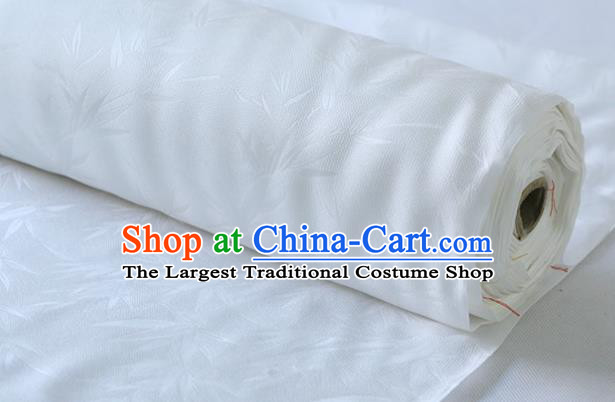 Chinese Traditional Bamboo Pattern Design White Silk Fabric Hanfu Cloth Asian Mulberry Silk Material