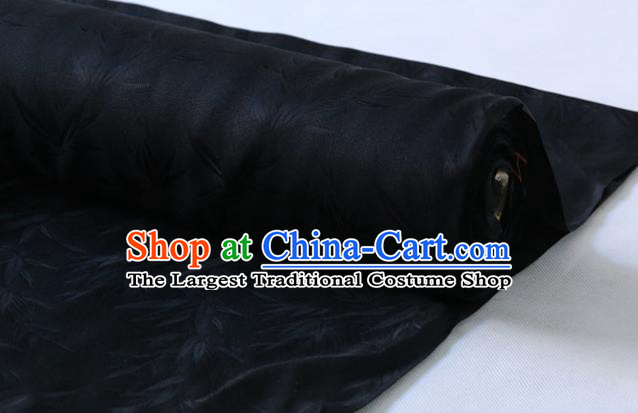 Asian Mulberry Silk Material Chinese Traditional Bamboo Pattern Design Black Silk Fabric Hanfu Cloth