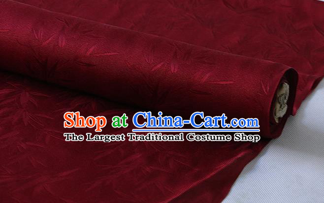 Asian Purplish Red Mulberry Silk Fabric Chinese Hanfu Cloth Traditional Bamboo Pattern Design Silk Drapery