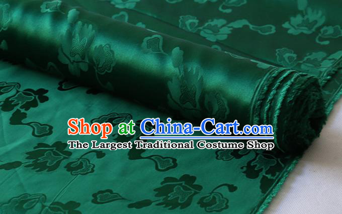 Asian Hanfu Satin Cloth Chinese Traditional Pattern Design Deep Green Silk Drapery Mulberry Silk Fabric