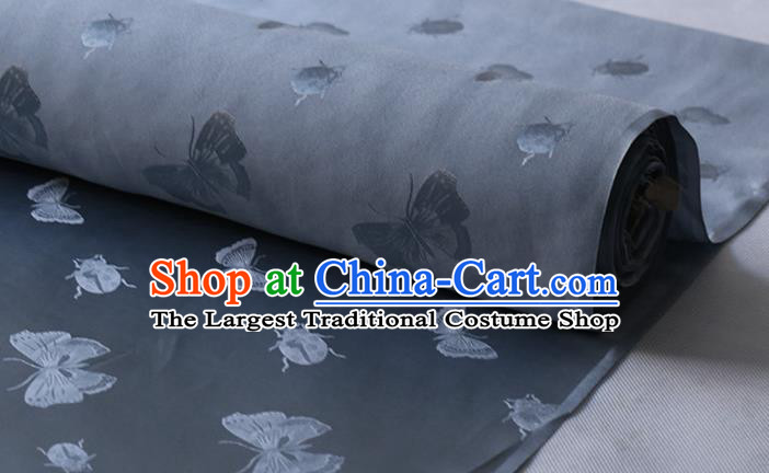 Chinese Silk Drapery Asian Classical Butterfly Ladybird Pattern Design Grey Mulberry Silk Traditional Hanfu Satin Cloth Fabric