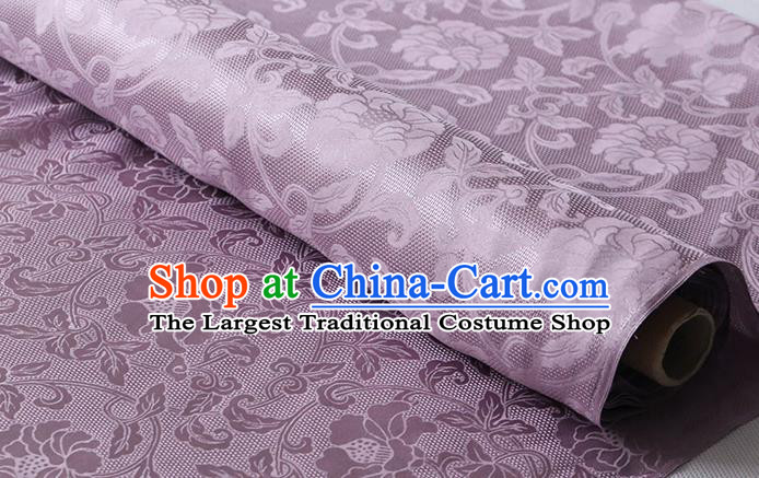 Chinese Classical Twine Rose Pattern Jacquard Cloth Traditional Cheongsam Silk Drapery Violet Damask Fabric