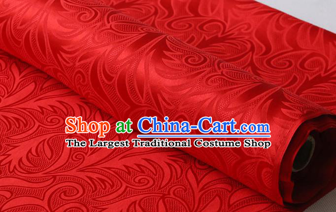 Chinese Traditional Cheongsam Jacquard Cloth Classical Sago Flowers Pattern Red Damask Fabric Silk Drapery