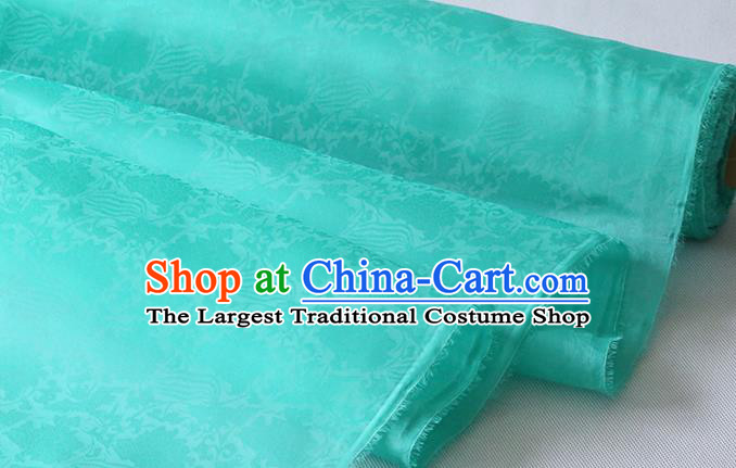 Chinese Traditional Organza Fabric Hanfu Dress Jacquard Damask Cloth Classical Phoenix Peony Pattern Green Silk Drapery