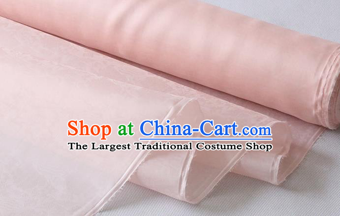 Chinese Traditional Hanfu Dress Organza Fabric Jacquard Cloth Classical Phoenix Peony Pattern Light Pink Silk Drapery Damask