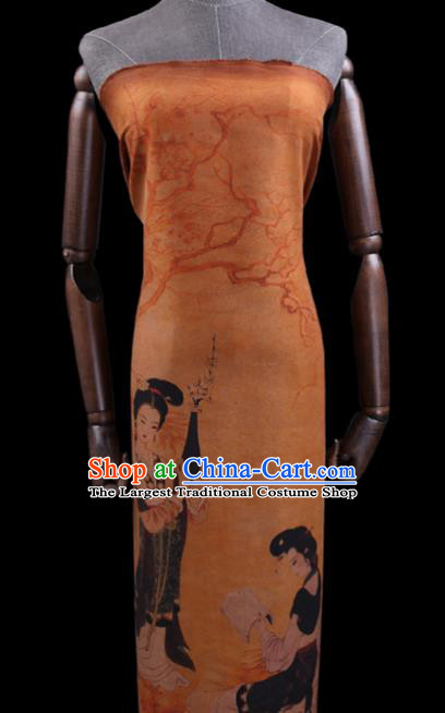 China Classical Palace Beauty Pattern Silk Fabric Traditional Cheongsam Cloth Watered Gauze