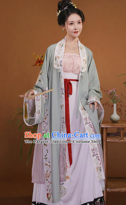 Ancient China Young Mistress Embroidered Costumes Traditional Song Dynasty Noble Lady Hanfu Dress Clothing