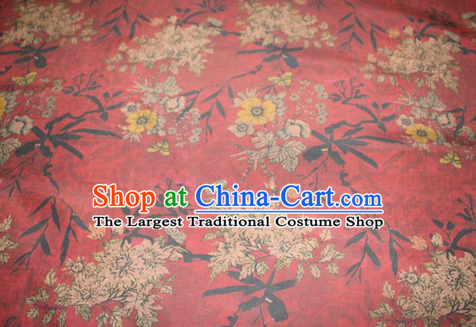 Chinese Classical Crack Pattern Silk Drapery Traditional Gambiered Guangdong Gauze Cheongsam Red Fabric