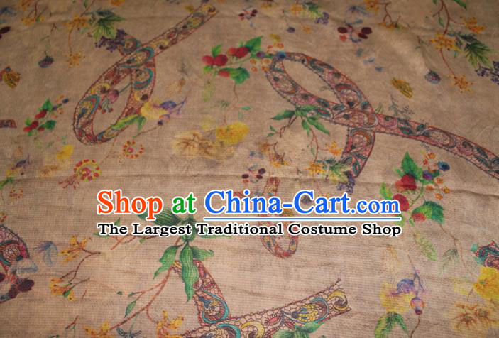 Chinese Traditional Ginger Gambiered Guangdong Gauze Cheongsam Satin Fabric Classical Ribbon Pattern Silk Drapery