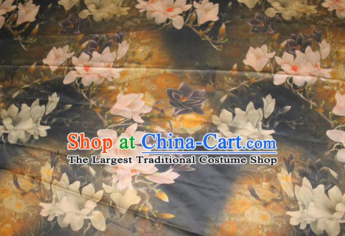 Chinese Classical Mangnolia Pattern Silk Drapery Traditional Cheongsam Gambiered Guangdong Gauze Fabric