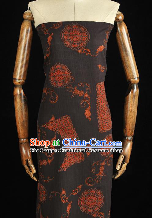 Chinese Traditional Silk Drapery Cheongsam Black Silk Fabric Classical Auspicious Pattern Gambiered Guangdong Gauze