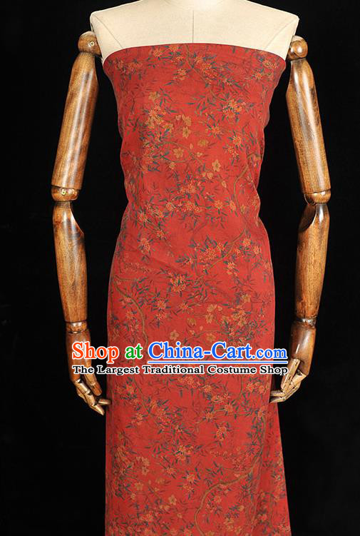 Chinese Cheongsam Silk Fabric Traditional Silk Drapery Classical Floral Pattern Red Gambiered Guangdong Gauze