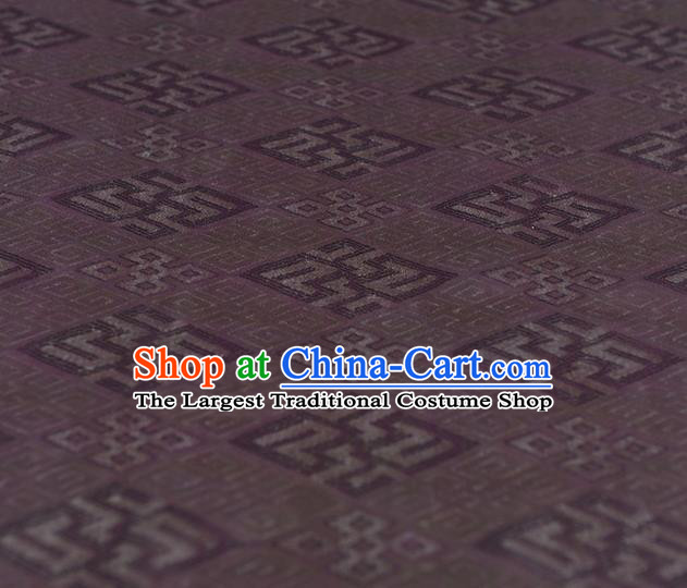 Chinese Purple Gambiered Guangdong Gauze Traditional Cheongsam Cloth Classical Rhombus Pattern Silk Fabric