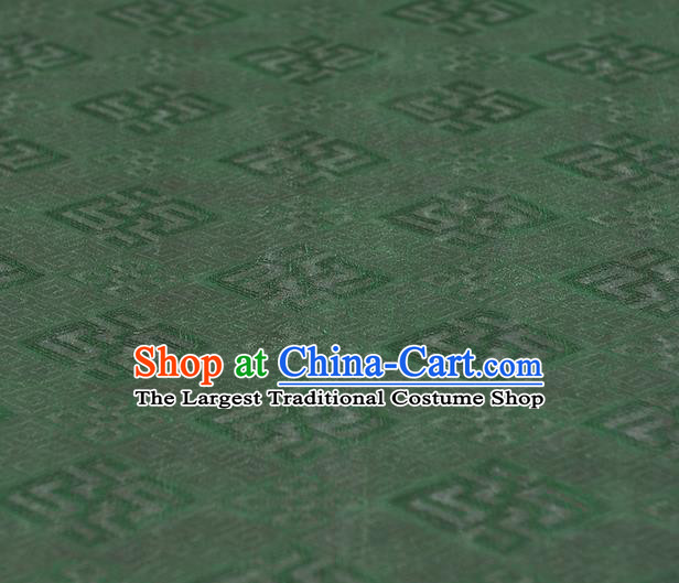 Chinese Traditional Green Silk Fabric Cheongsam Classical Rhombus Pattern Gambiered Guangdong Gauze Cloth