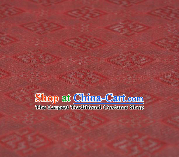 Chinese Cheongsam Classical Rhombus Pattern Gambiered Guangdong Gauze Cloth Traditional Red Silk Fabric