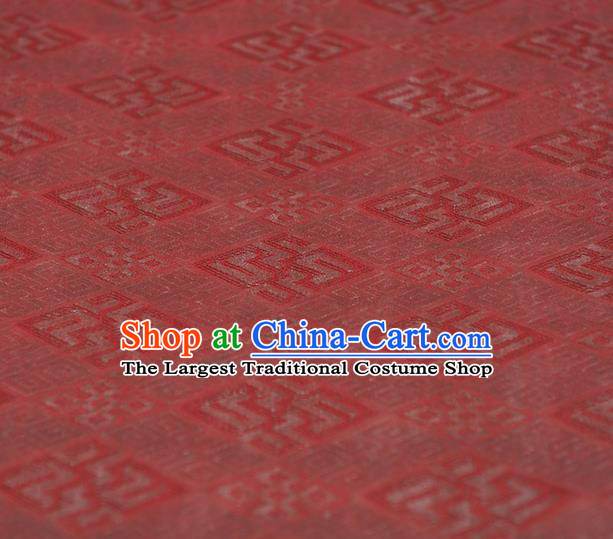 Chinese Cheongsam Classical Rhombus Pattern Gambiered Guangdong Gauze Cloth Traditional Red Silk Fabric