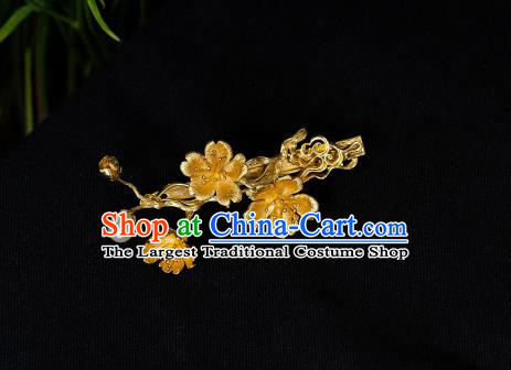 China Ancient Gilding Hair Sticks Hair Accessories Traditional Ming Dynasty Plum Blossom Hairpin