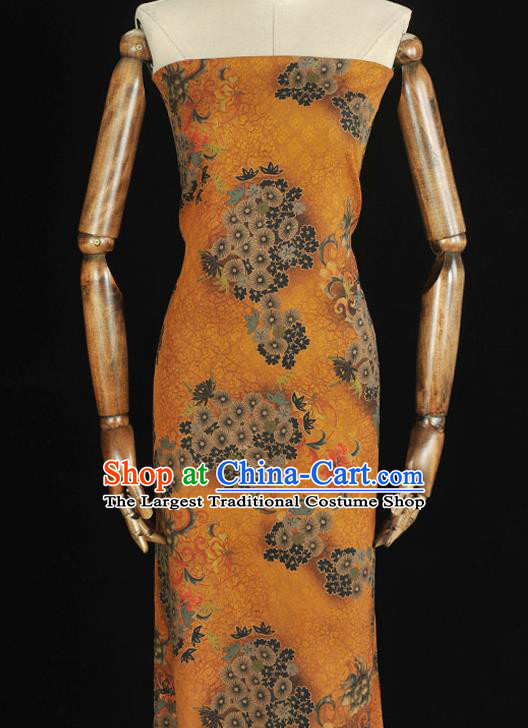 Chinese Classical Apricot Blossom Pattern Cloth Traditional Cheongsam Ginger Silk Fabric Gambiered Guangdong Gauze