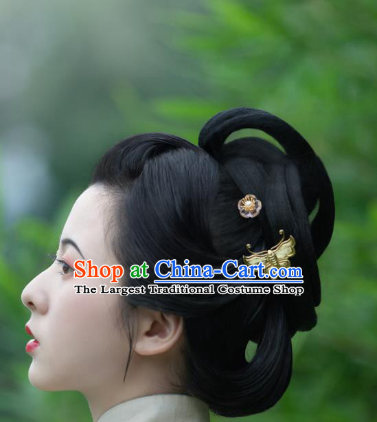 China Ming Dynasty Gilding Butterfly Hairpin Traditional Noble Women Hair Accessories Ancient Hanfu Hair Stick