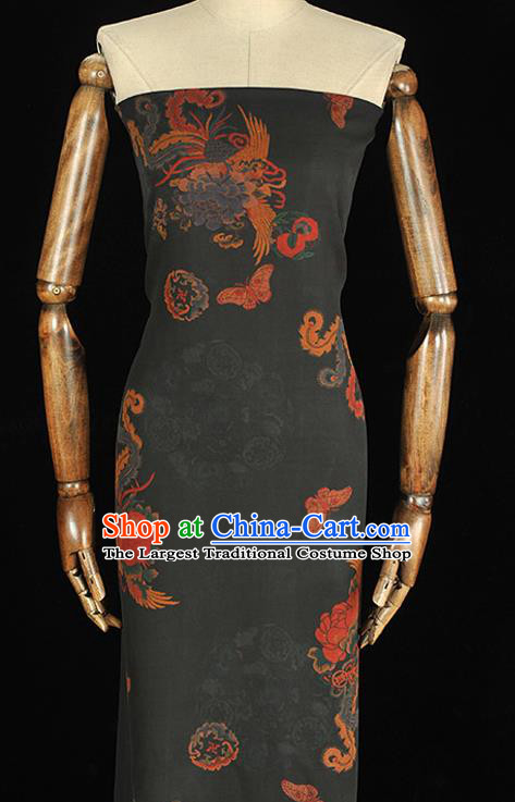 Chinese Classical Phoenix Pattern Silk Material Traditional Cheongsam Gambiered Guangdong Gauze