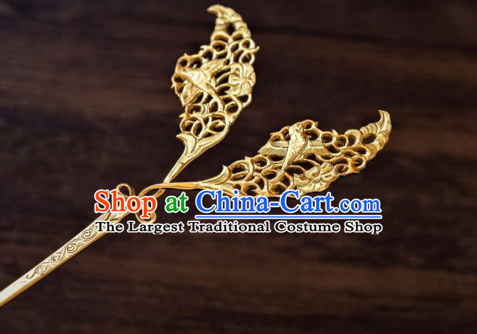 China Traditional Court Hanfu Hair Accessories Ancient Princess Hairpin Tang Dynasty Gilding Skylark Hair Clip