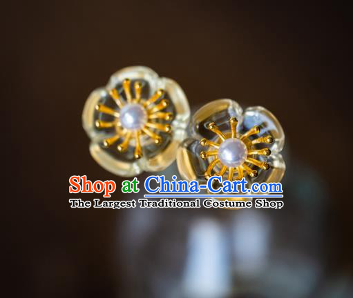 China Ancient Princess Plum Blossom Hairpin Traditional Court Hanfu Hair Accessories Ming Dynasty Crystal Hair Clip