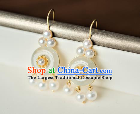 China Traditional Qing Dynasty Jade Earrings Ancient Imperial Concubine Ear Jewelry Accessories